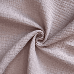 Ткань Муслин Жатый, цвет Пыльно-Розовый (на отрез)  в Долгопрудном
