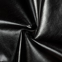 Ткань Дерматин (Кожзам) для мебели, цвет Черный (на отрез)  в Долгопрудном