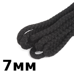 Шнур с сердечником 7мм, цвет Чёрный (плетено-вязанный, плотный)  в Долгопрудном